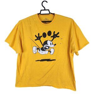 Mens Yellow Disney Mickey Mouse Shirt 100% Cotton Short Sleeve Crew Neck 4X